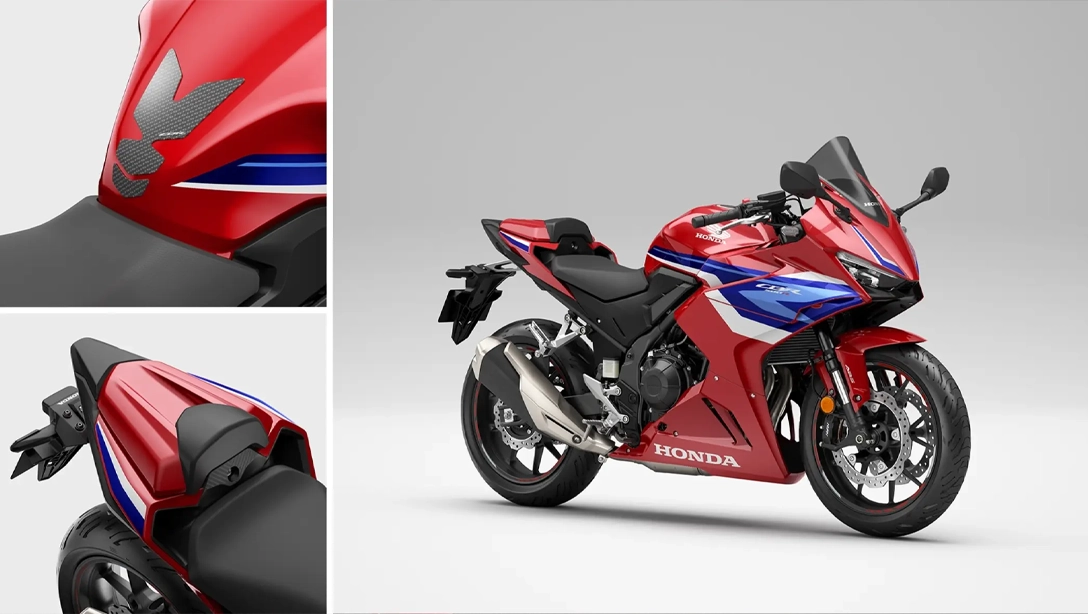 Vue latérale de la Honda CBR500R sur fond noir